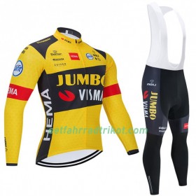 Radbekleidung Radtrikot Langarm + Lang Trägerhose 2020 Team Jumbo-Visma N001